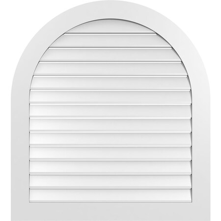 Ekena Millwork Round Top Surface Mount PVC Gable Vent: Functional, w/ 3-1/2"W x 1"P Standard Frame, 38"W x 42"H GVPRT38X4201SF